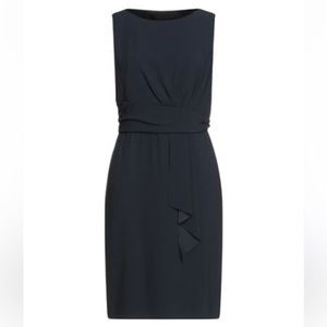 PAULE KA Sleeveless Satin-Backed Crepe Midi Dress, Black, Size EU 36 or US 4